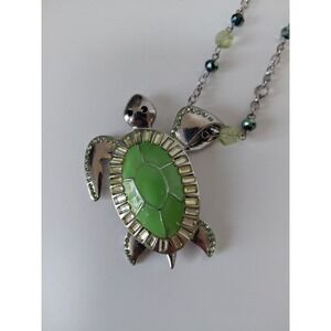 Tanya Creations Sea Turtle‎ Beaded Chain Pendant Necklace Unique NEW